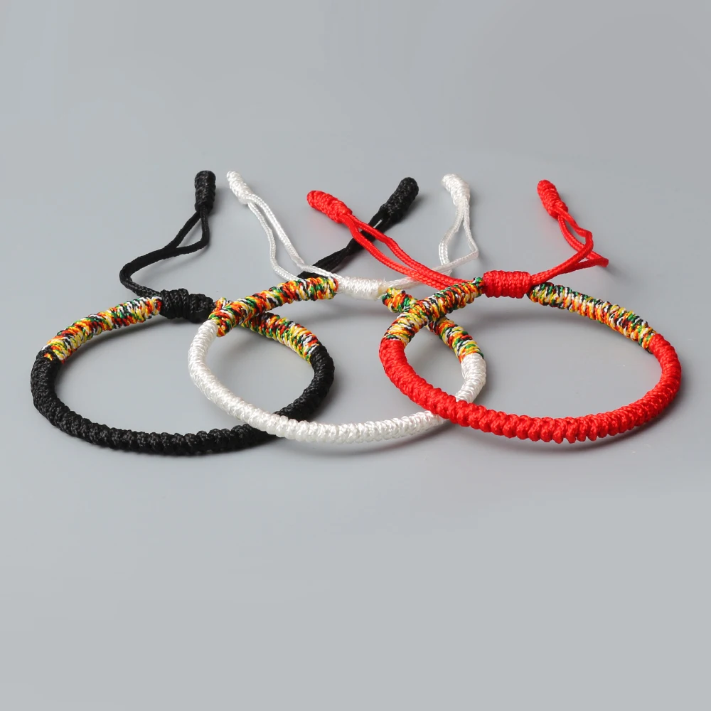 3Pcs Tibetan Buddhist Charm Lucky Braided Bracelet Anklet Multi Color Handmade Knots Rope Buddha Bangle For Women Men Gifts