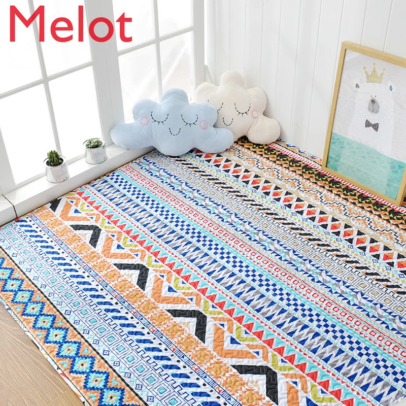 

Nordic Simple Cotton Full-Covered Crawling Floor Mat Bedroom Carpet Bedside Pad Machine Washable Washable Customizable Rugs