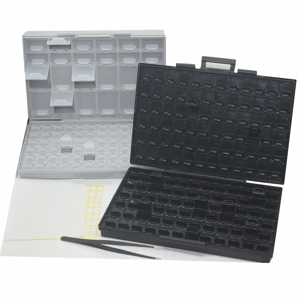 

2pcs AideTek BOXALL96+BOXALL144AS Empty boxes enclosure SMD SMT parts compartments Lids Beads Craft Organizer