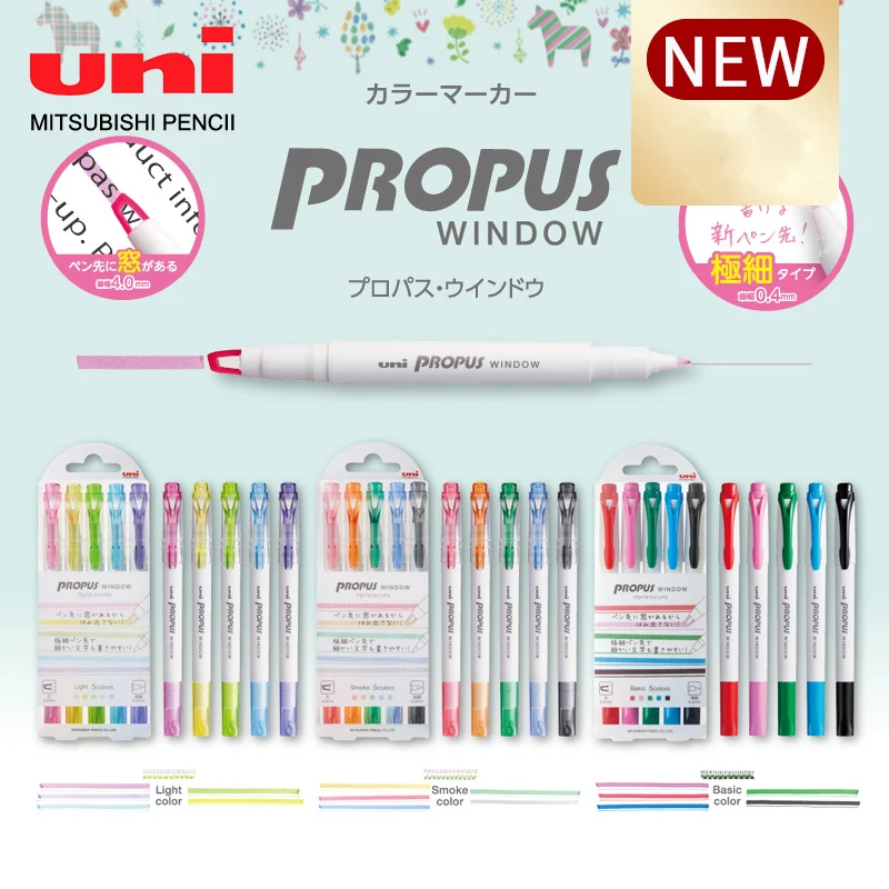 

Japan UNI highlighter pen PUS-103T window double-headed highlighter PROPUS hand account 15 color marker pen