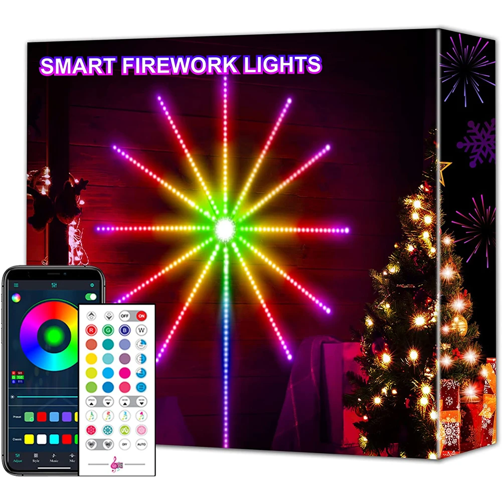 

Smart Firework LED Strip Light Christmas RGB Festoon Fairy Light Music Control Meteor Lamp Marquee Home Wedding Room Decor Tape