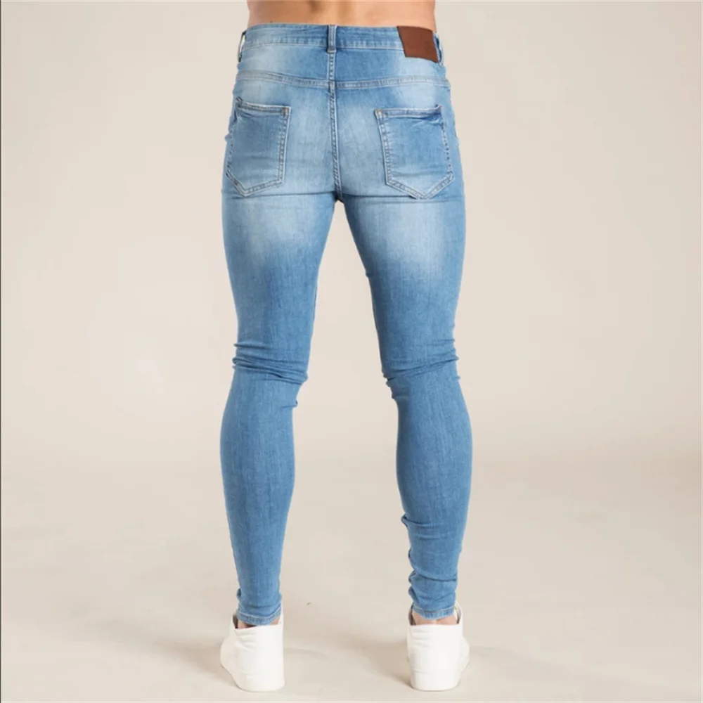 EH·MD® Skinny Solid Color Skinny Jeans Men's Silk Zipper Pure Cotton High Stretch Pencil Pants Breathable Thin Comfortable Pants