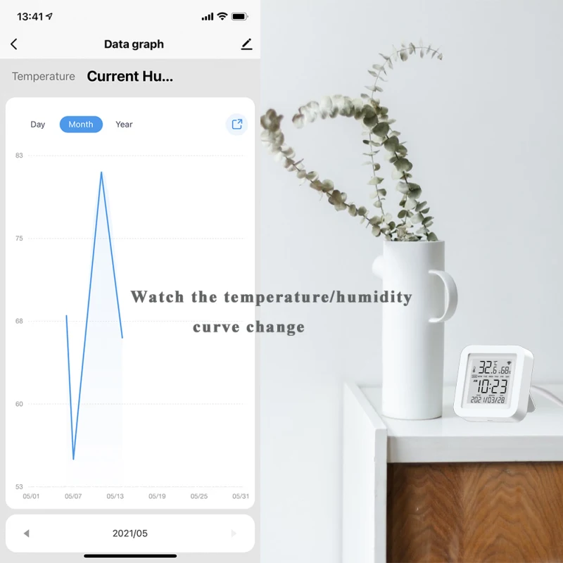 Tuya WIFI Nhiệt Độ & Độ Ẩm Cảm Biến Nhà Thông Minh Điều Khiển Từ Xa Thông Qua Cuộc Sống Thông Minh Ứng Dụng Với Màn Hình Hỗ Trợ Alexa Google Trợ Lý
