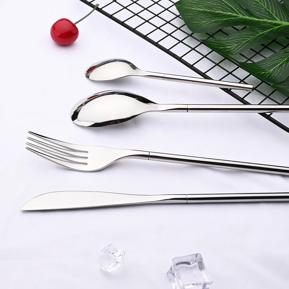 Tableware Set Silver Dinnerware Cutlery Set High Quality Mirror 304 Stainless Steel Knife Fork Coffee Spoon Flatware Silverware