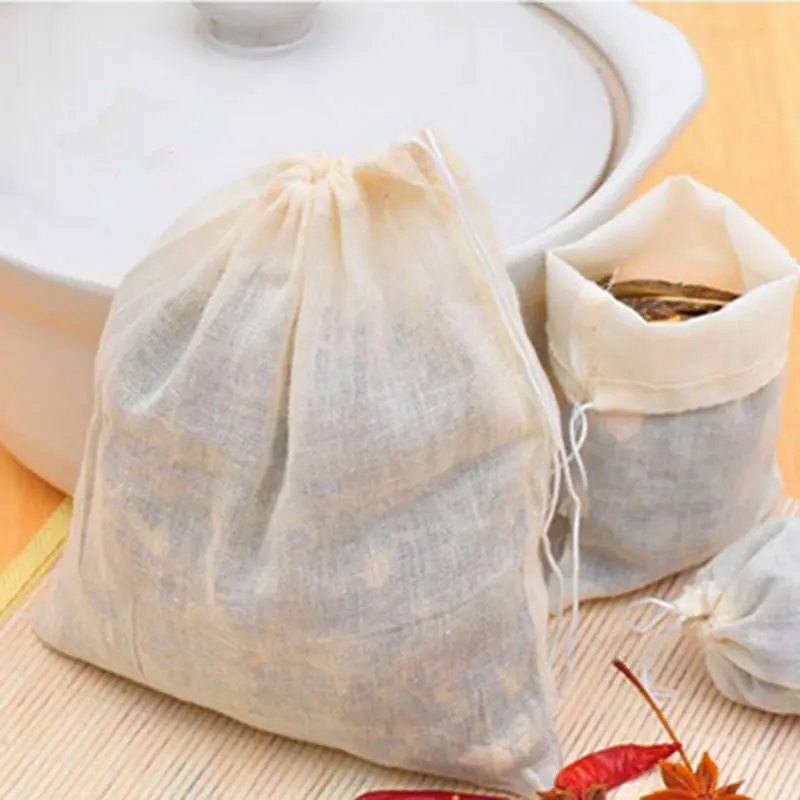 100/50/10Pcs Reusable 6x8cm/8x10/10x15cm/15x20cm/20x25cm/25x30cm/30x40cmcm New Cotton Muslin Drawstring Bags for Soap Herbs Tea