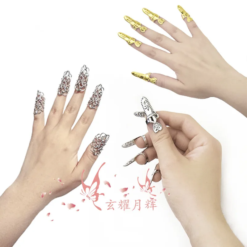 Chinese Golden Silver Nails Cover Customized Decor Jewelry Ancient India Dance