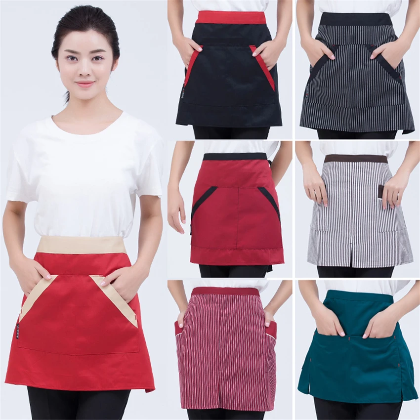 17สี Chef Aprons Cook อุปกรณ์เสริมโรงแรมเครื่องแบบพนักงานเสิร์ฟ Cafe ลูกไม้ครัวทำงานอาหารบริการ Bottoms