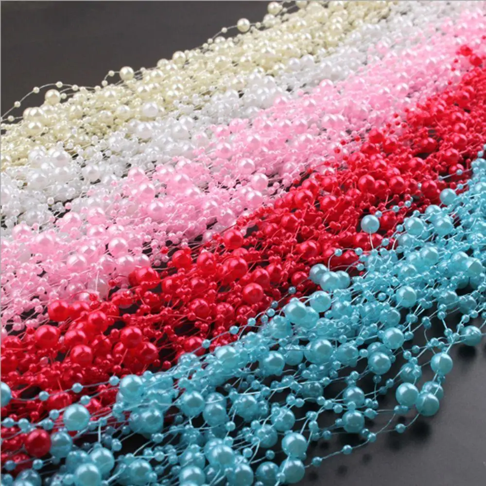 5 Meters Fishing Line Artificial Pearls Beads Chain Garland Flowers Bridal Tiara DIY Wedding Decoration Event Party Supplies