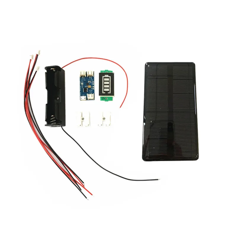 Mini 6V 210MA 1.25W Mono Solar Panel with solar charger CN3065  Cell Phone Charging DIY Kit with 1S Battery holder /display