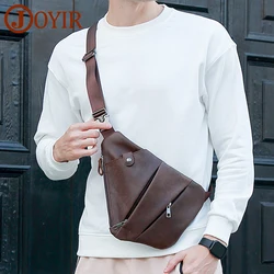 JOYIR Genuine Leather Sling Bag Men Vintage Chest Bag Chest Pack Short Trip Men Crossbody Bags Cell Phone Chest Pack 2021