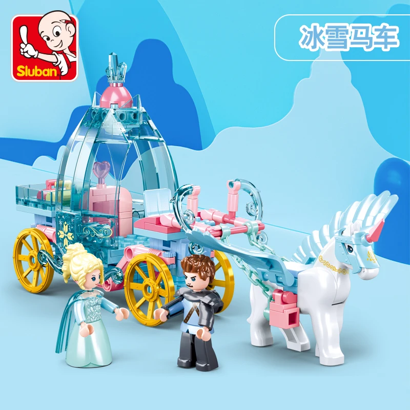 191 Stücke Freunde Eis und Schnee Pferdekutsche Bausteine Sets Geburtstagsgeschenk DIY Kreative Steine Lernspielzeug für Mädchen – Detail 1