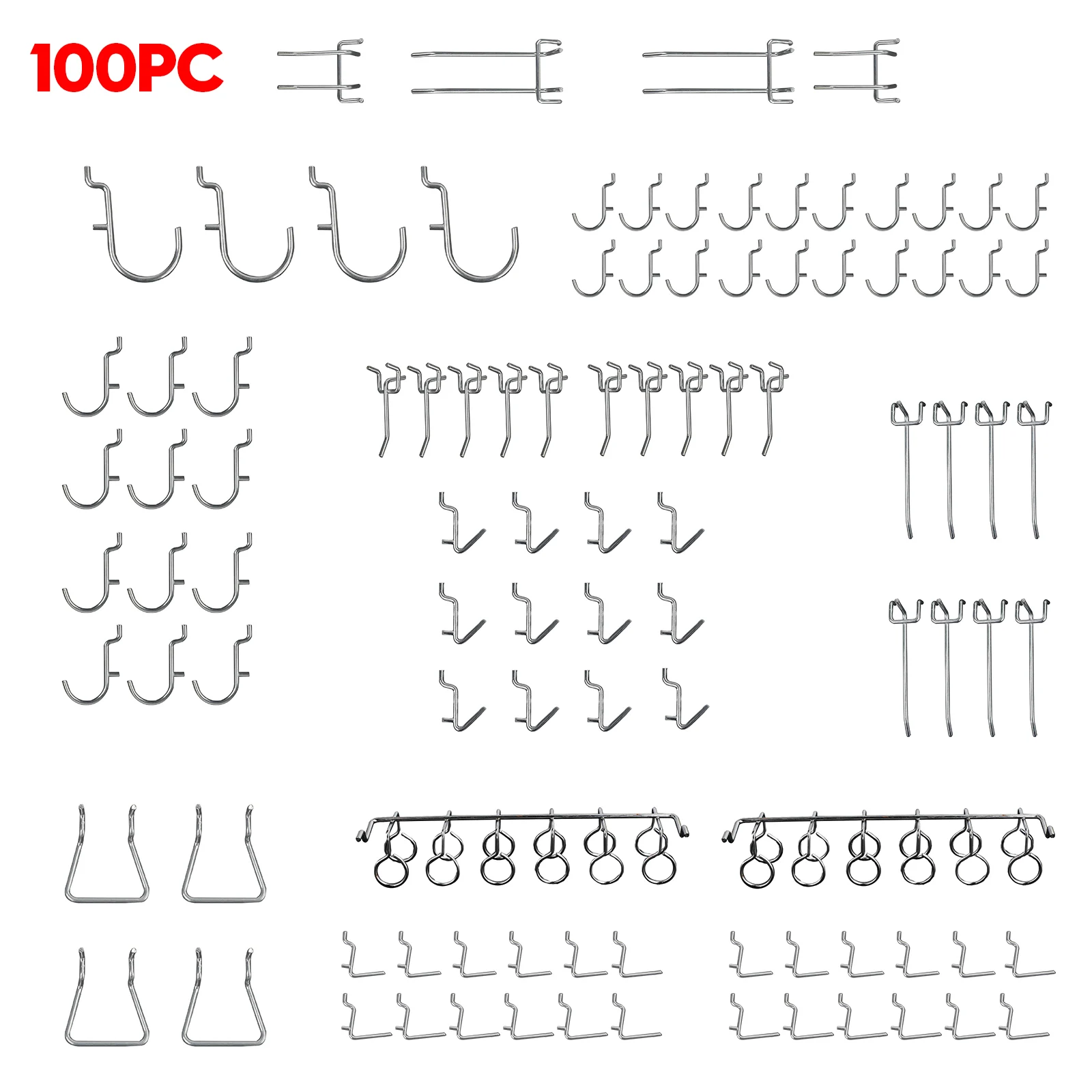 Artudatech 100Pc Pegboard Hook Assortment Kit Storage Shop Garage Organizing Tools Hanger