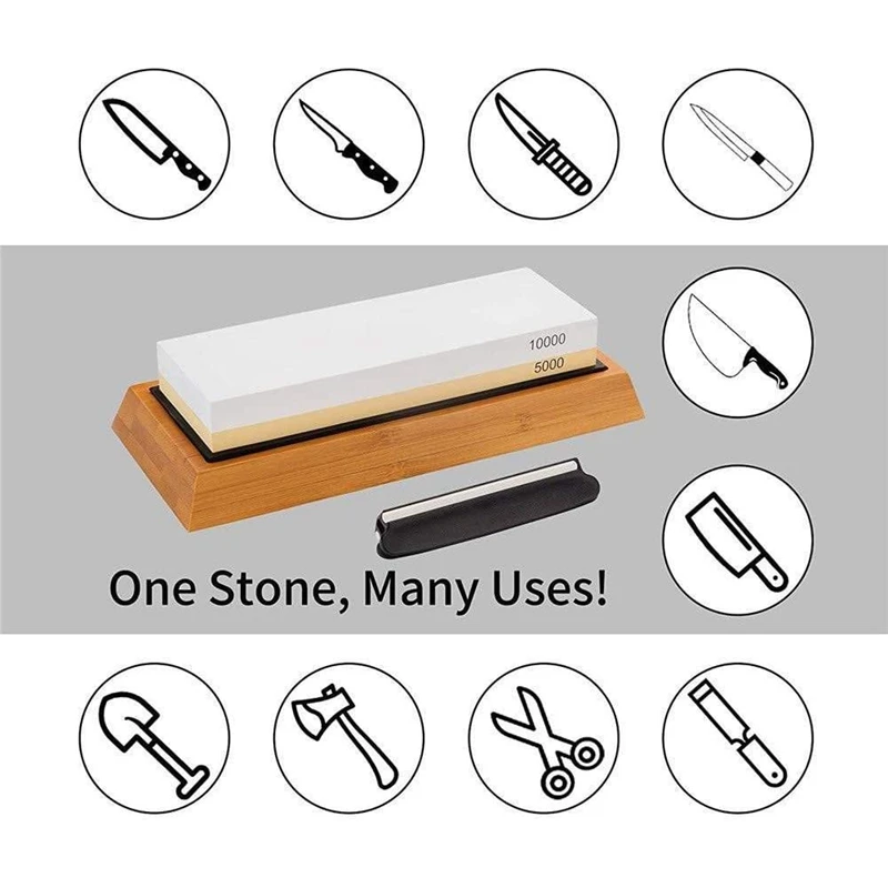 Hot SV-Whetstone Set,5000/10000 Grit Double-Sided Knife Sharpening Stone for Kitchen,Non-Slip Bamboo Base and Angle Guide