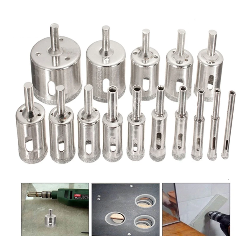 LA VIE 2 chiếc Kính Lỗ Cưa 3mm-30mm Kim Cương Mũi Khoan Lỗ Cưa Gạch Gốm Đá Cẩm Thạch đá hoa cương M25 Công Cụ Điện Phụ Kiện DB02048