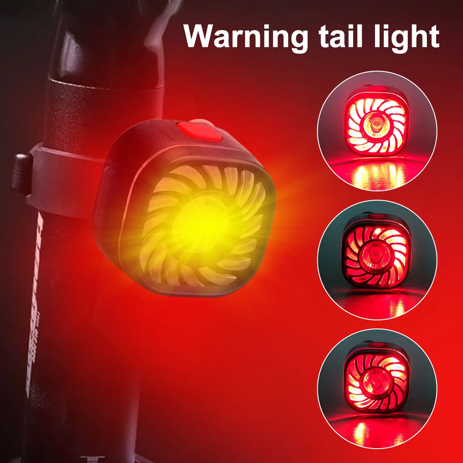 USB Bike Light White+Red XPE LED USB Bicycle Rear Light 7 Mode Cycling Safety Warning Light 2 in 1 Headlight Camping Lamp