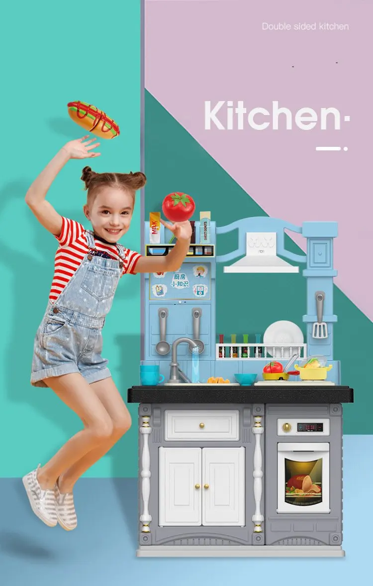 

Cooking table 2019 Best Girl Toys Gift Pretend Play set Kitchen Cook Food Educational music Light Spary toys Christmas Holiday