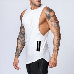 Masculina Bodybuilding Algodão Sem Mangas Sportswear Camisa, Regata de Ginásio, Fitness Singlets, Workout Colete, Moda Stringer Roupas