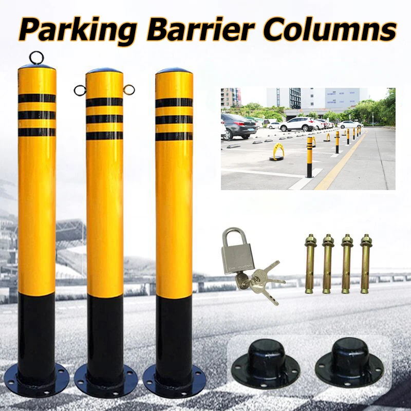 Warning Column Road Pile with Lock Car No Parking Barrier Pole Block Bollard Post Anti-Collision Roadblock Anti Parking Blocker