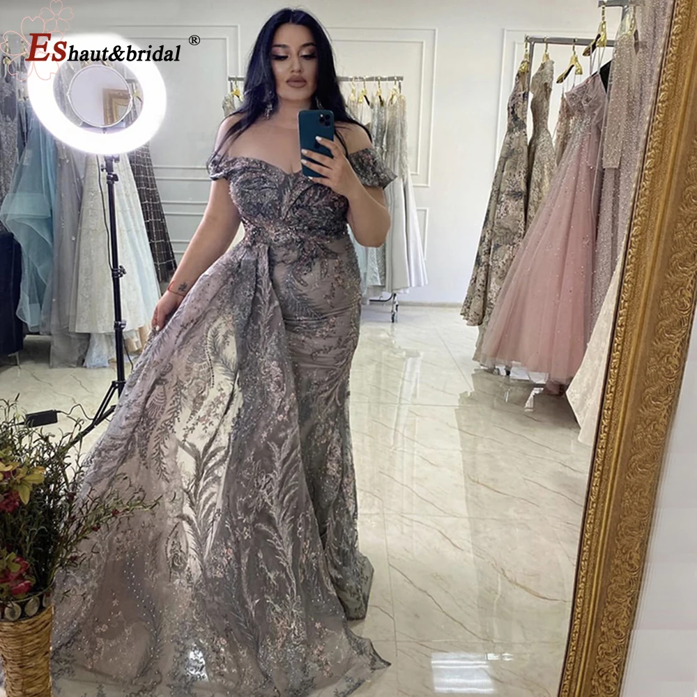 Elegant ดูไบ Mermaid ชุดราตรีชุดราตรี 2024 V คอคริสตัลลูกไม้ยาวอย่างเป็นทางการงานแต่งงาน Gowns ที่กําหนดเอง