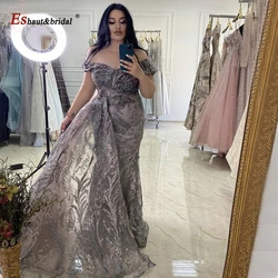 Elegant Dubai Mermaid Sleeveless Evening Night Dress 2024 V-Neck Crystal Lace Long Formal Prom Wedding Party Gowns Customized