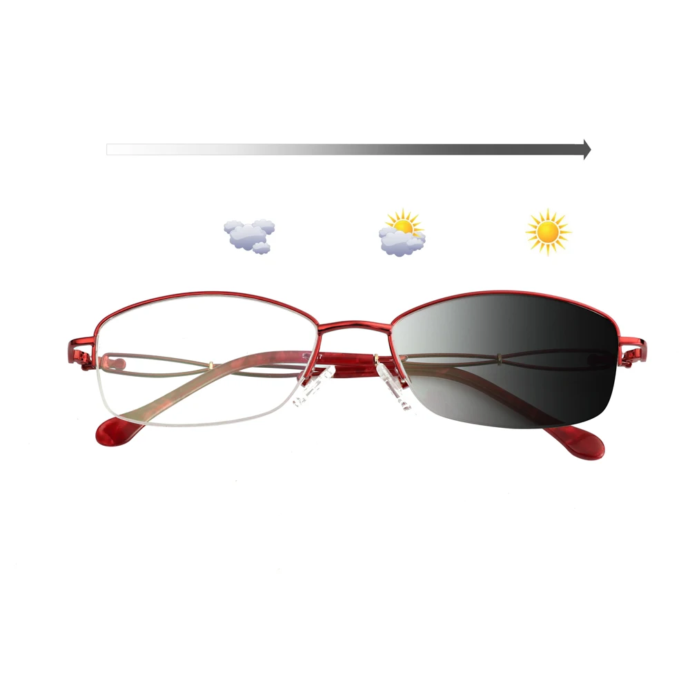 

New Design Titanium alloy Outdoor Photochromic Reading Glasses women Sun Automatic Discoloration Presbyopia Hyperopia Glasse