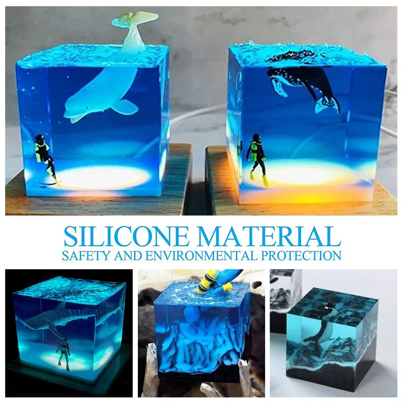 DIY Crystal Silicone Mold High Liquid Transparent Cube Square Ornaments Silicone Molud For Resin Handmade Jewelry Casting Mold