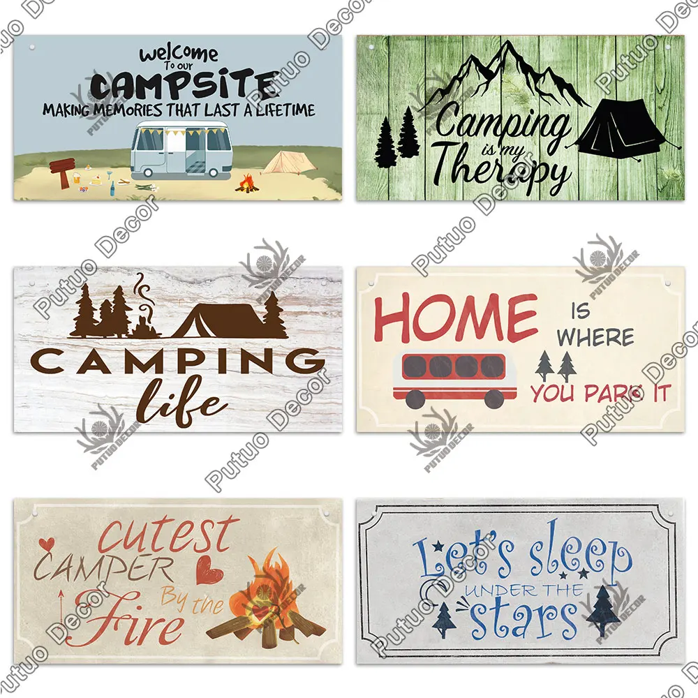 Putuo Decor Park Camping Signs Decorative Plaques Wooden Plaques Signs for Car House Decor Car Park Decoration Camping Supplies