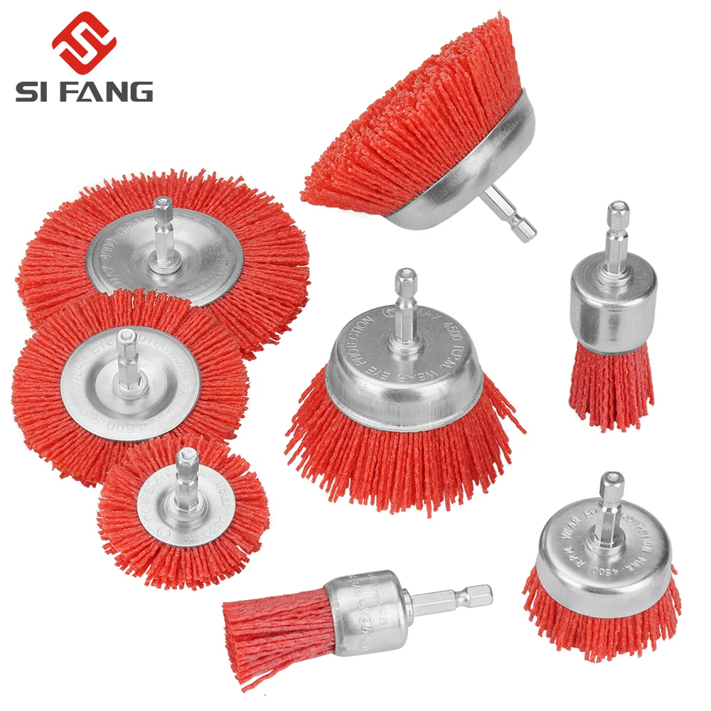 Nylon Cup Brush Abrasive Wire Wheel Brush for Drill Rotary Tool Wood Polishing Deburring Cleaning Cleaning Furniture 1/4\