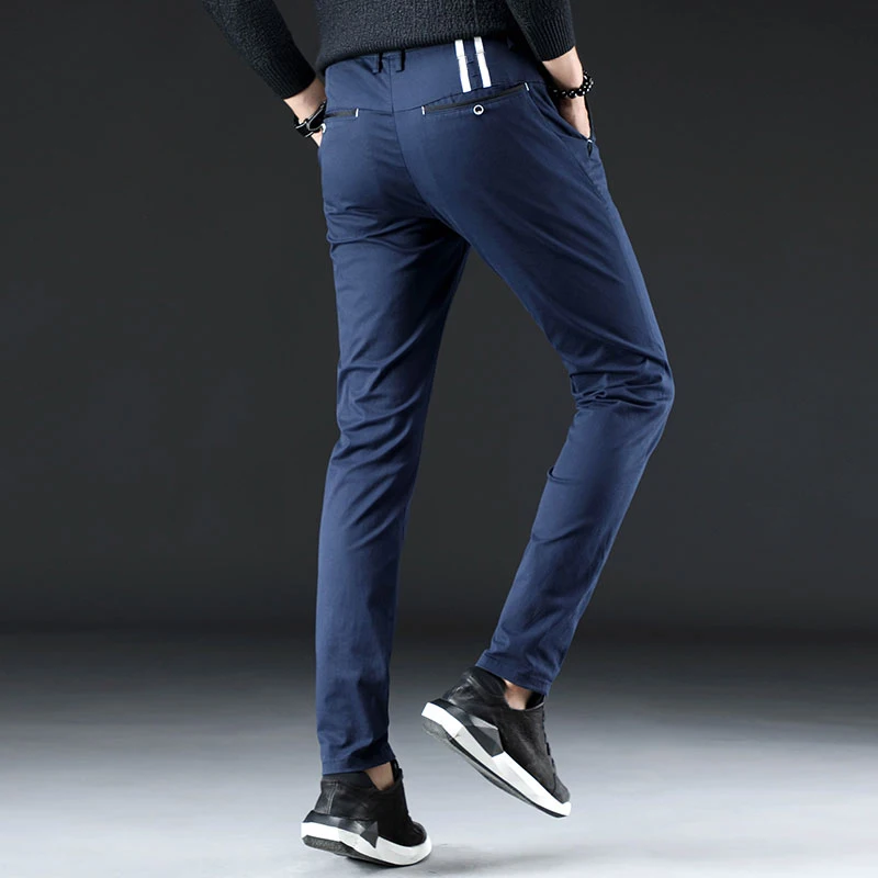 2024 Kolamkov New Arrival Fashion Style Men Leisure Pants High Quality Solid Straight Men's Sashes Trousers Plus Size 28-36