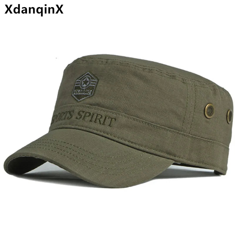 2022 Spring Summer New Cotton Hat Men\'s Military Hats Embroidery Breathable Navy Caps Adjustable Size Men Flat Cap Snapback Cap