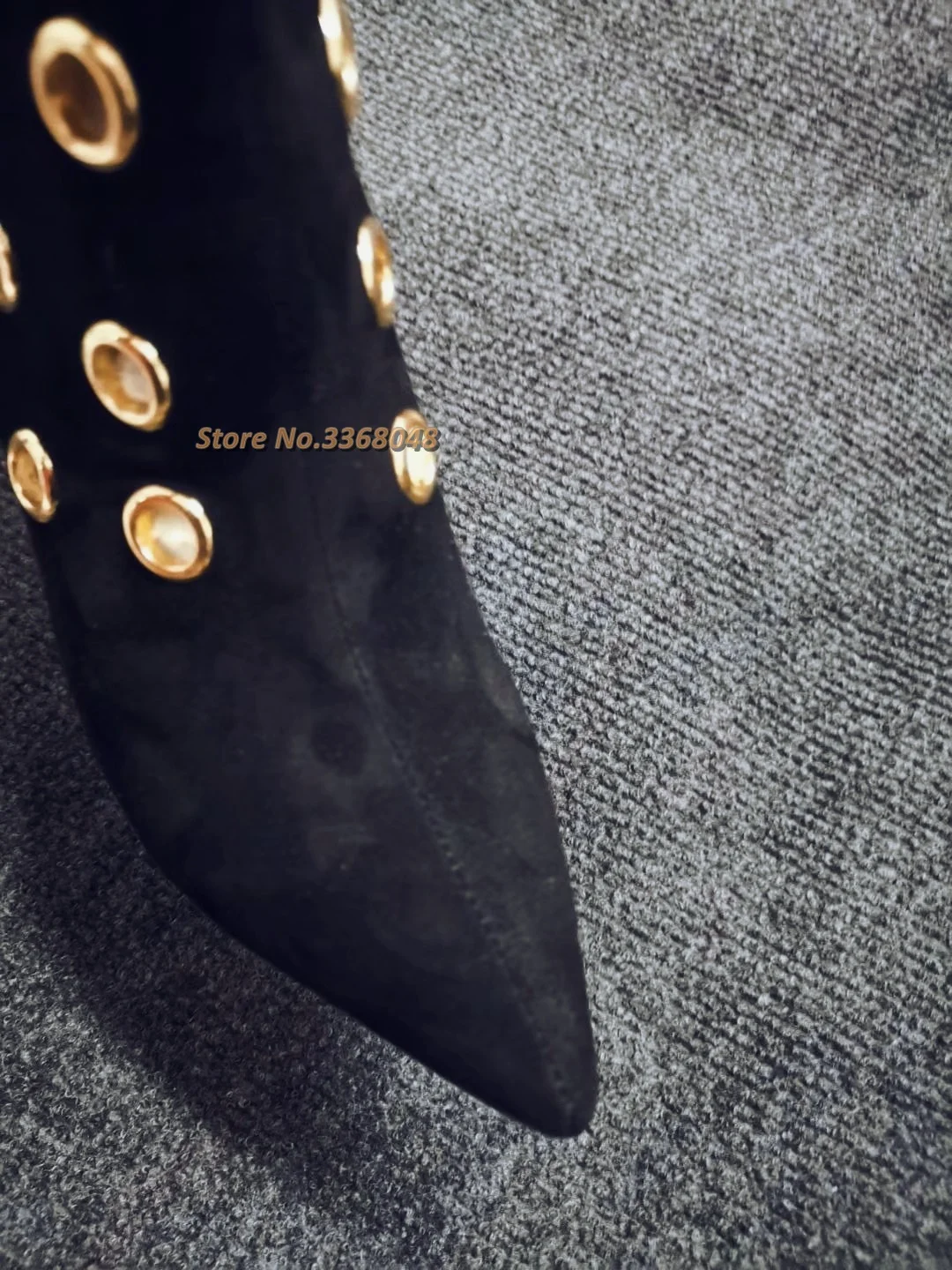 Suede Knee High Boots Metal Hollow Thin High Heel Dress Women Autumn Spring Winter Boots Real Picture Custom Made Hole Decor