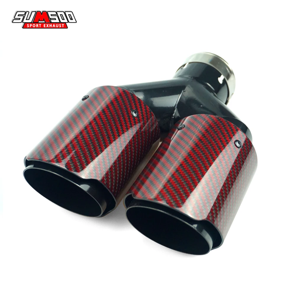 

genuine 1 piece the new Red carbon fiber with double outlet tail tips used for autocar muffler exhaust pipe tips modification