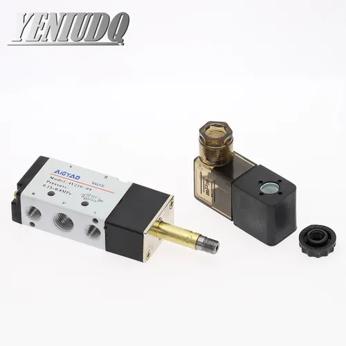 Imagen 2 del producto Válvula Solenoide eléctrica neumática, Control de 5 vías y 2 posiciones, válvula magnética de aire y Gas, 12V, 24V, 220V, bobina de voltios, accesorios de manguera de 4mm-12mm