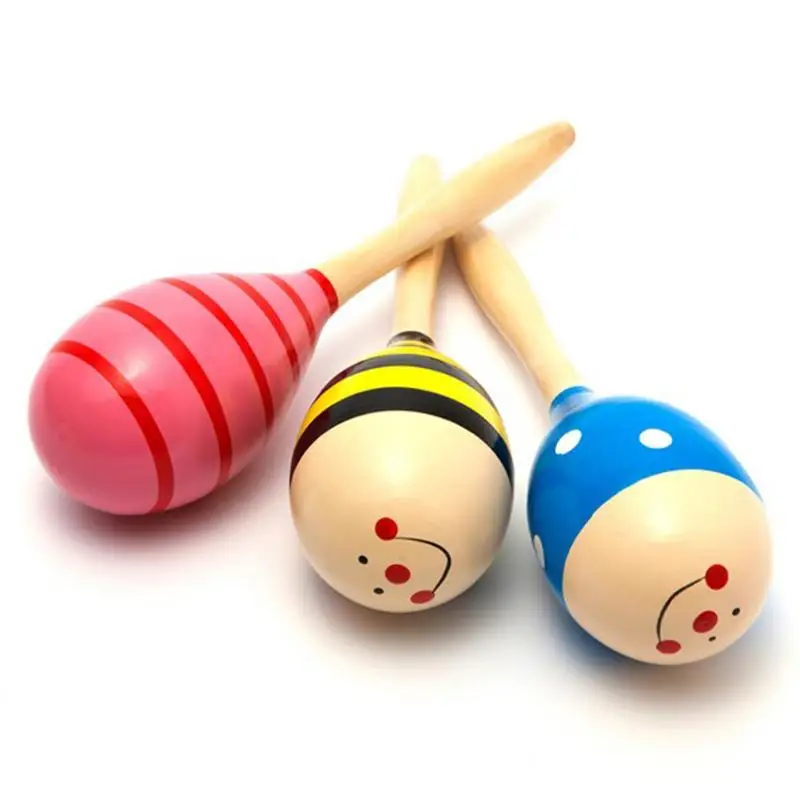 Baby Wooden Sand Hammer Wireless Instrument Toys Early Education Tool Rattle Musical Instrument Percussion Gifts for Boys Girls