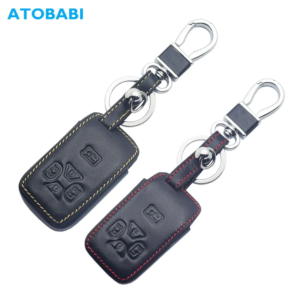 Leather Car Key Cover For Toyota Estima Alphard Vellfire Previa 2010-2015 5 Buttons Keychain Smart Remote Fob Protector Case