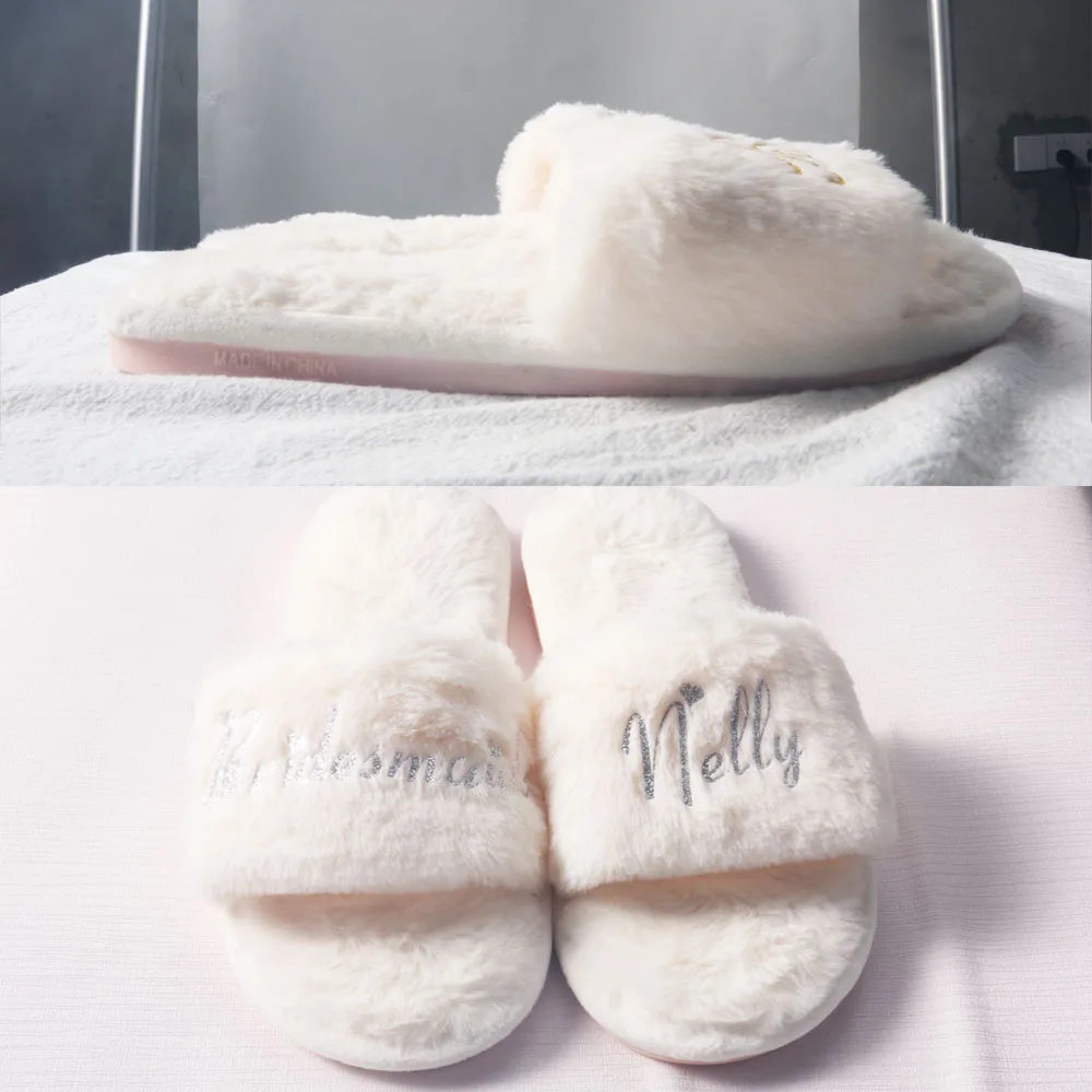 Personalized  Slippers, Coral Velvet Wedding Slippers ，For Bridal Gift, Customizable Shoes,Bridesmaid Gift，Summer Sandals.