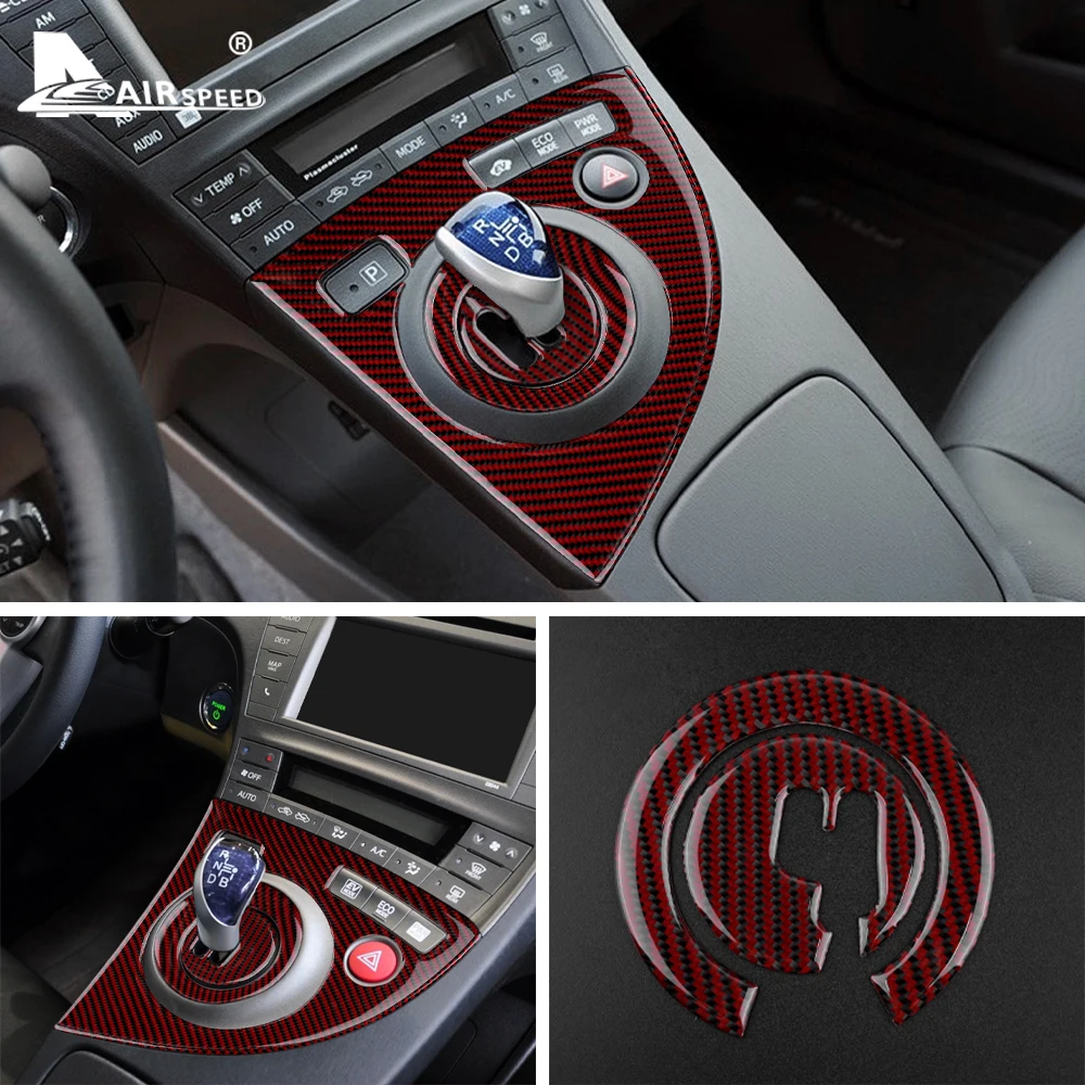 Real Soft Carbon Fiber Sticker for Toyota Prius 2010 2011 Interior Trim Car Automatic Transmission Console Gear Shift Panel