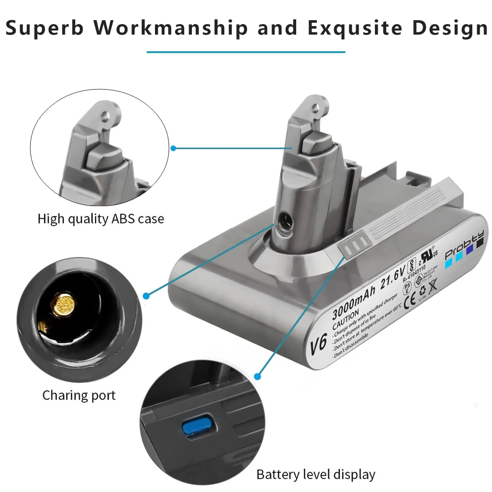 3000mAh 21.6V akumulator litowo-jonowy wymienna bateria dla Dyson V6 DC58 DC59 DC61 DC62 SV09 SV07 SV06 SV04 SV03 odkurzacz baterii