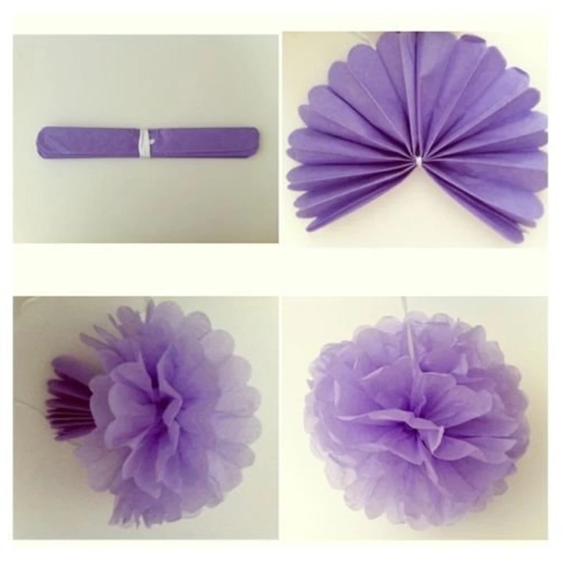 Décorations de fête de mariage, ballon en Latex violet lavande, bannière en papier Pom poms fleur, fournitures d'anniversaire