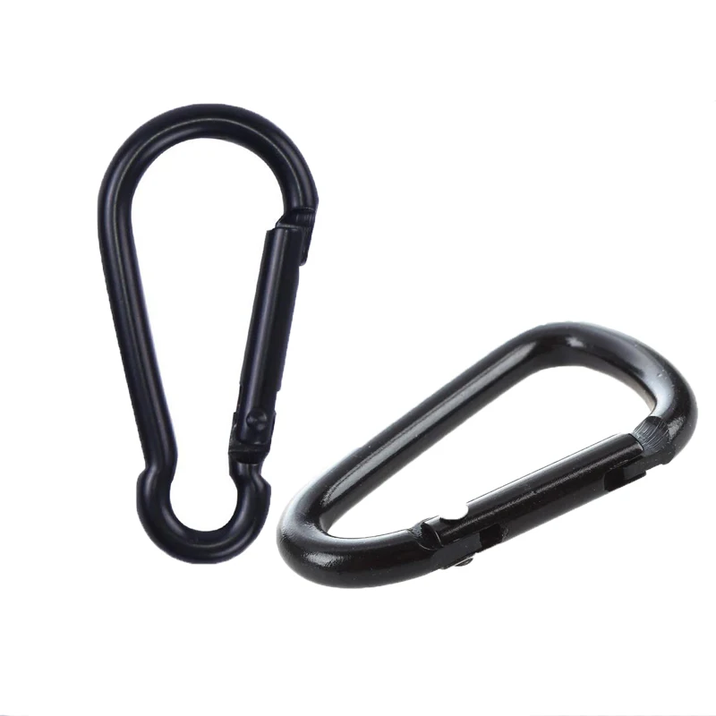 5 PCS Carabiner Black Mini Spring Snap Hook Steel Clip Link Buckle 5x2.4cm Locking Hook Keychain Clip for Camping Hiking