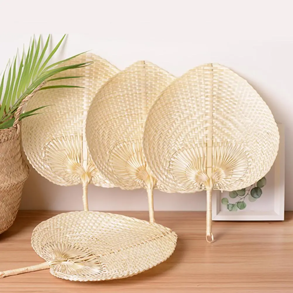 New Type Pure Handmade DIY Heart Shaped Bamboo Woven Fan Summer Cooling Fan Support Dropshipping