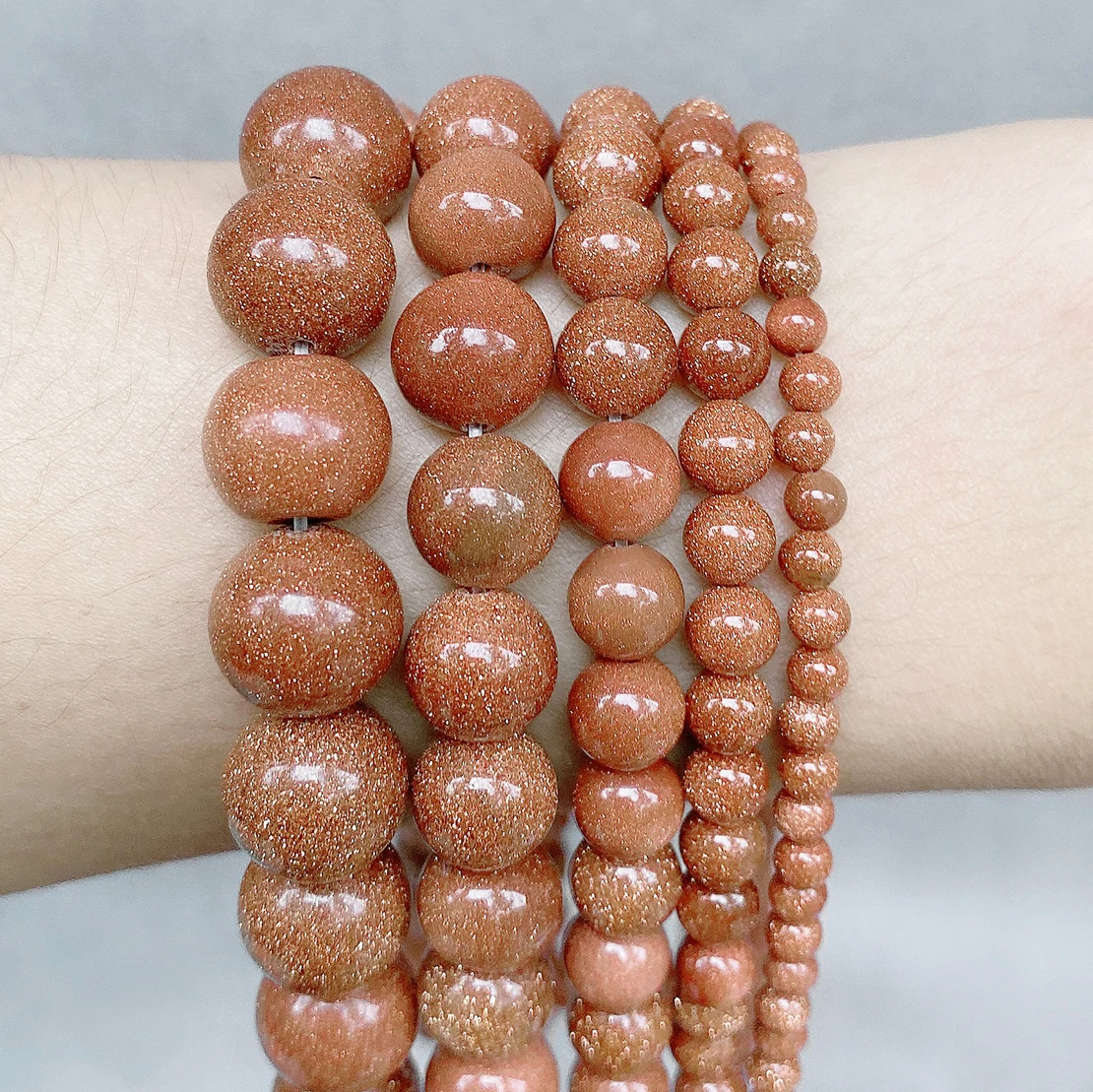 New Arrival Beads Set  Goldstone  4/6/8/10/12MM Selectable Natural Stone Beads For Jewelry Making Bulk  38CM/Strand