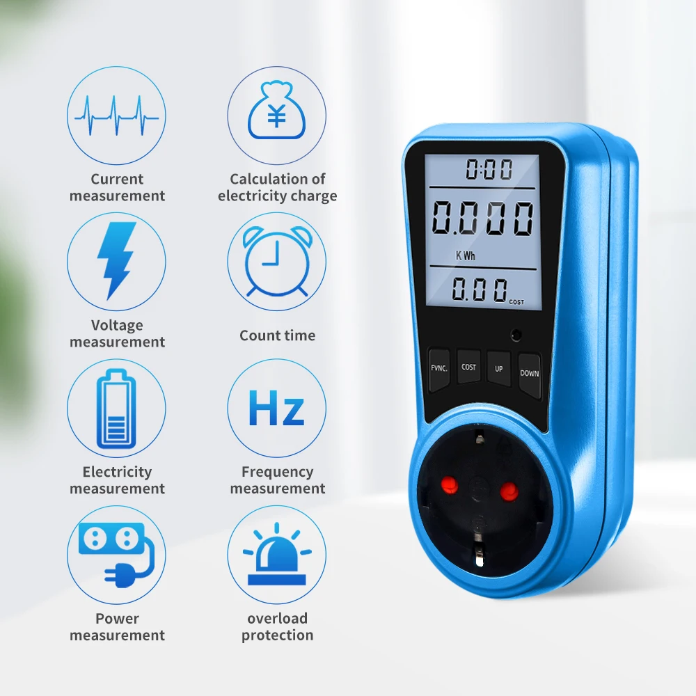 Digital Wattmeter Current Meter AC Power Meter Voltmeter Time Watt Power Energy Tester AC 230V 50Hz Analyzer