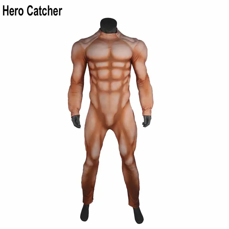 

Hero Catcher High Quality Super Big Muscle Suit Zentai Basic Suit Skin Color Fullbody Muscle Padding Costume For Halloween