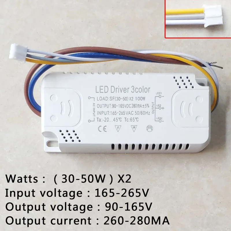 LED Driver 3 color Adapter For LED Lighting AC220V Non-Isolating Transformer For LED Ceiling Light Replacement 12W-140W