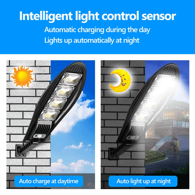 Imagem -04 - Solar Street Light com Controle Remoto 10000w 168 Led Ip65 Impermeável Sensor de Movimento Pir Lâmpada Solar para Segurança do Jardim