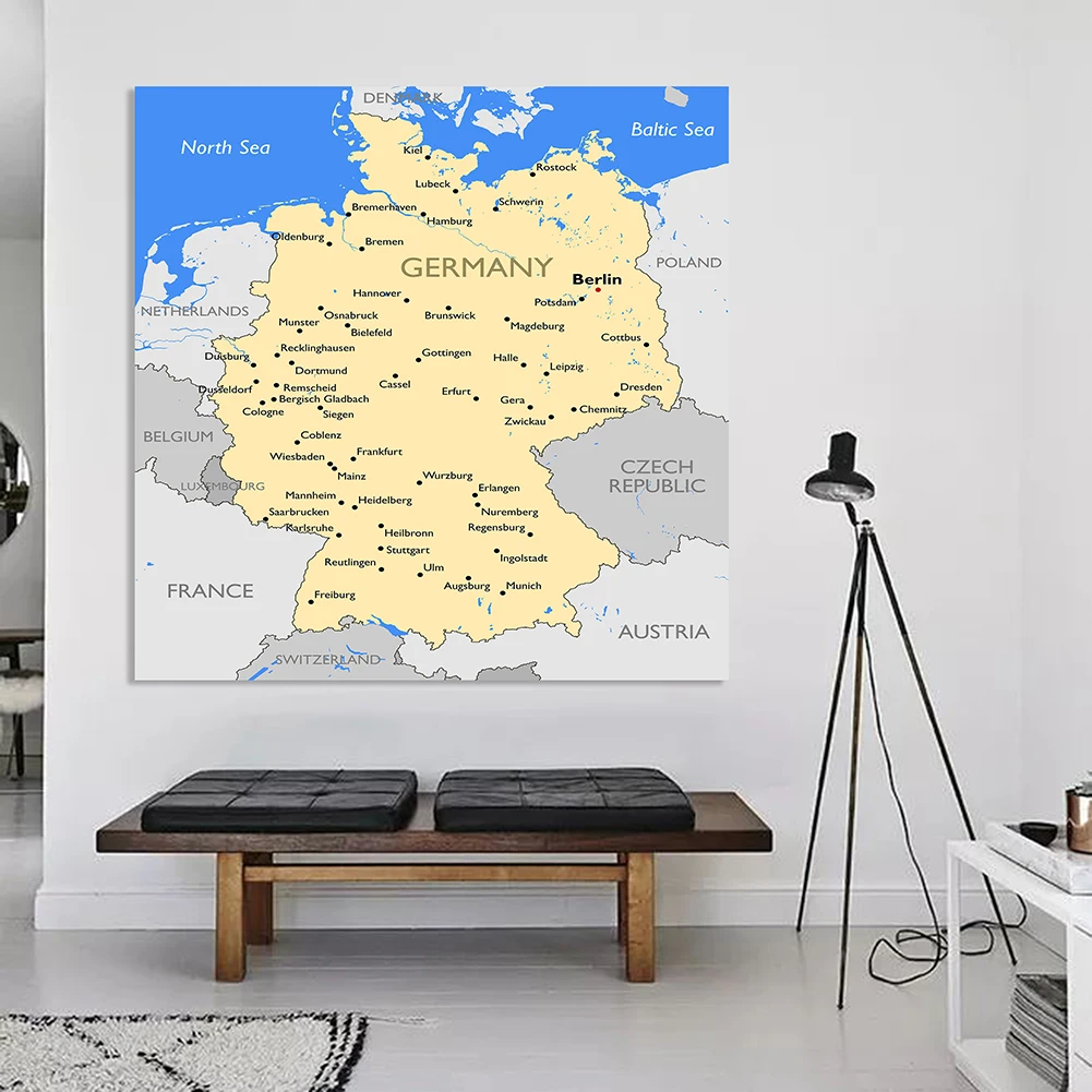 150*150 cm Political Map of The Germany Large Wall Poster Vinyl  Canvas Painting Classroom Home Decoration School Supplies