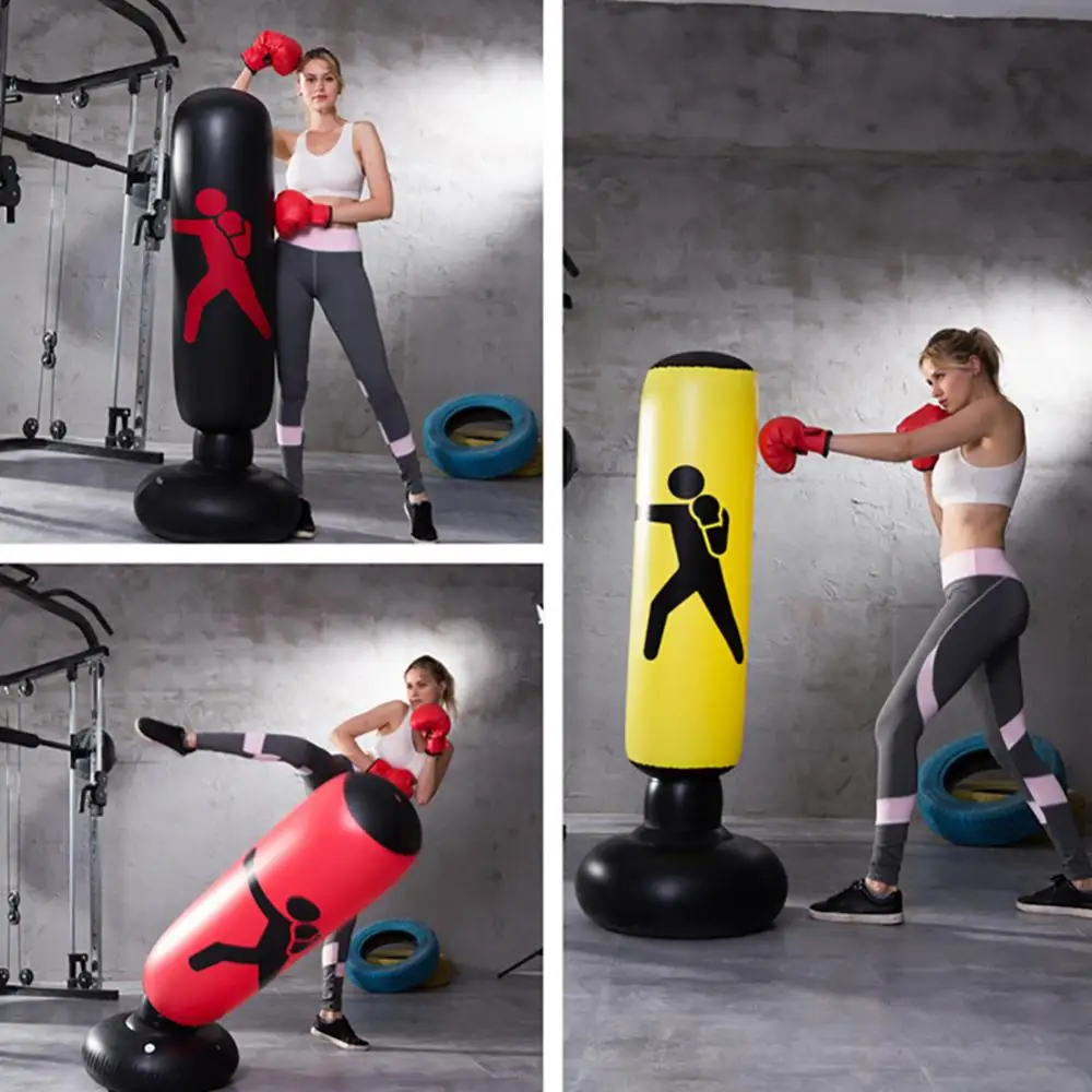 63 Inch Inflatable Punching Bag Boxing Sack For Kids Adults Karate Taekwondo Punching Sandbag For Adult Force Core Training Tool