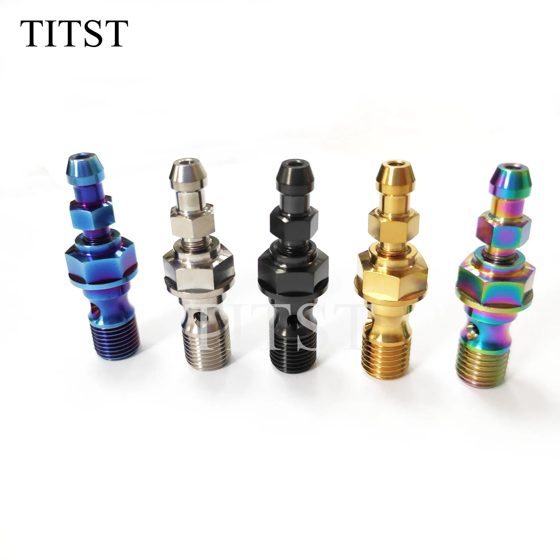 TITST Titanium Bolts M10 Motorcycle Calipers Tubing Double Hole Oil Release （ One Lot = 10pcs )