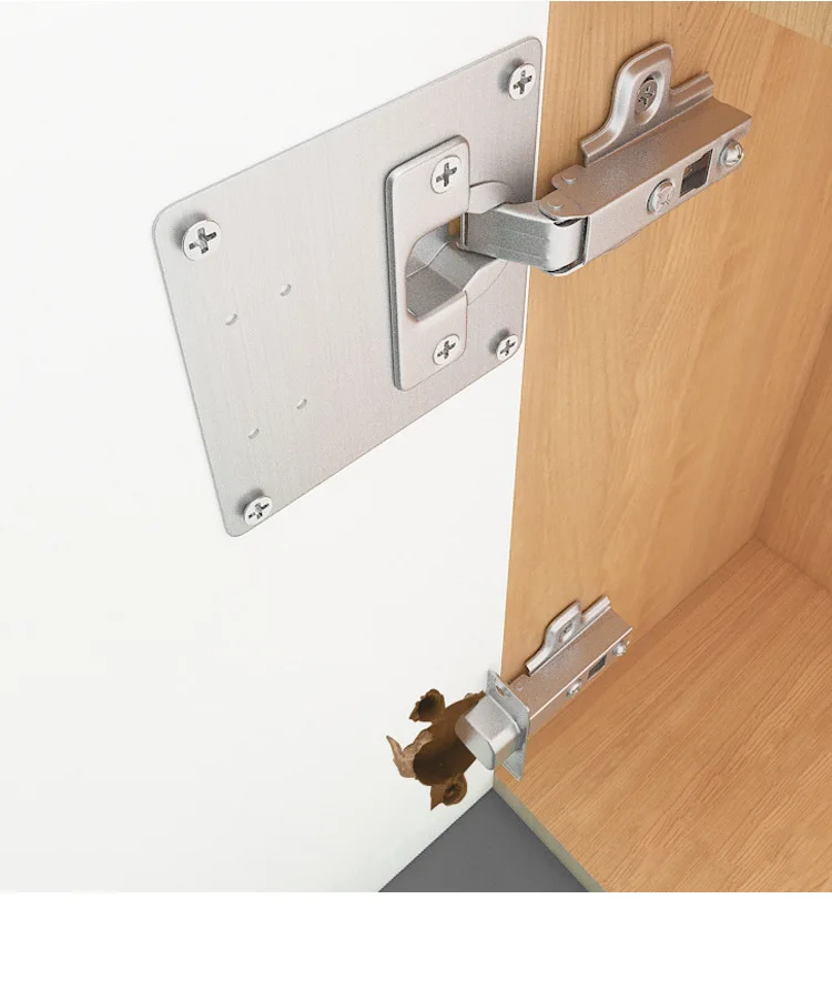 Kak Edelstahl Schrank Scharnier Reparatur platte 4-10 Pack Tür scharnier montiert Platte mit Schrauben Möbel Hardware Zubehör – Detail 22